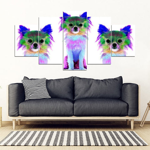 Colorful Chihuahua Dog Print 5 Piece Framed Canvas- Free Shipping-Paww-Printz-Merchandise