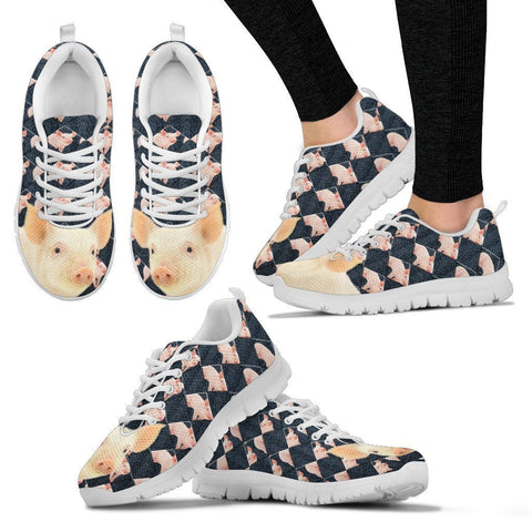 Danish Landrace Pig Print Christmas Running Shoes For Women-Free Shipping-Paww-Printz-Merchandise