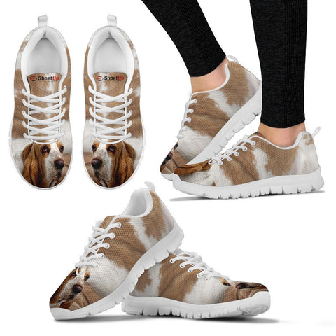 Basset Hound Brown White Print Running Shoes For Women-Free Shipping-Paww-Printz-Merchandise