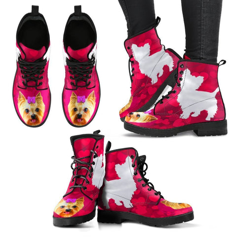 Valentine's Day Special-Yorkie On Red Print Boots For Women-Free Shipping-Paww-Printz-Merchandise