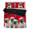 Valentine's Day Special Pug Dog On Red Print Bedding Set- Free Shipping