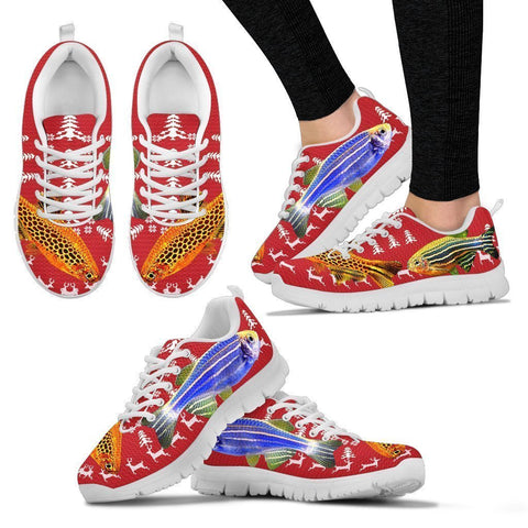 Slender Danios Fish Print Christmas Running Shoes For Women- Free Shipping-Paww-Printz-Merchandise