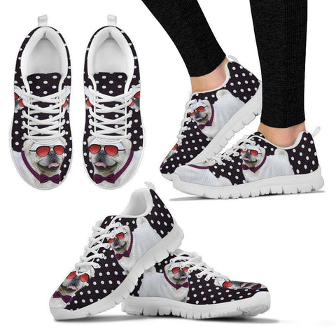 Pug Dog Glasses With Tie Print Running Shoes For Women-Free Shipping-Paww-Printz-Merchandise