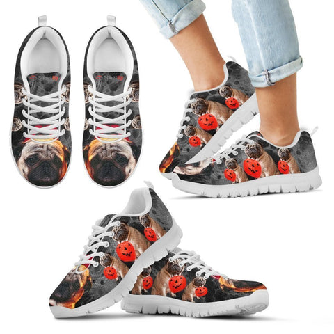 Pug With Happy Halloween Print Running Shoes For Kids-Free Shipping-Paww-Printz-Merchandise