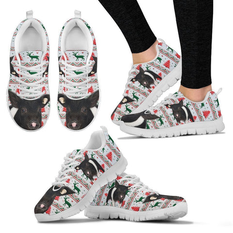 Angeln Saddleback Pig Print Christmas Running Shoes For Women-Free Shipping-Paww-Printz-Merchandise