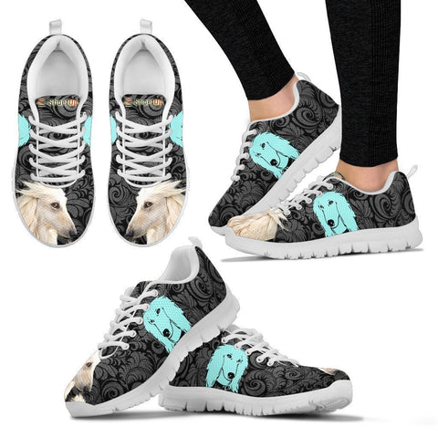 Afghan Hound On Black-Women's Running Shoes-Free Shipping-Paww-Printz-Merchandise