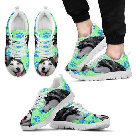 Siberian Husky Paws Print (Black/White) Running Shoes For Men-Free Shipping Limited Edition-Paww-Printz-Merchandise