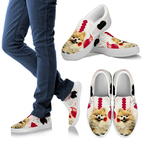 Valentine's Day Special Pomeranian Dog Print Slip Ons For Women- Free Shipping-Paww-Printz-Merchandise