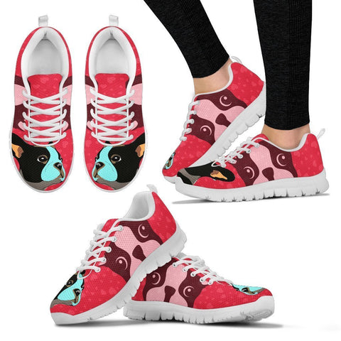Valentine's Day Special-Boston Terrier Art On Red Print Running Shoes For Women-Free Shipping-Paww-Printz-Merchandise
