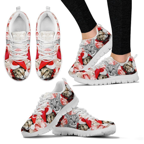 Savannah Cat Christmas Running Shoes For Women- Free Shipping-Paww-Printz-Merchandise