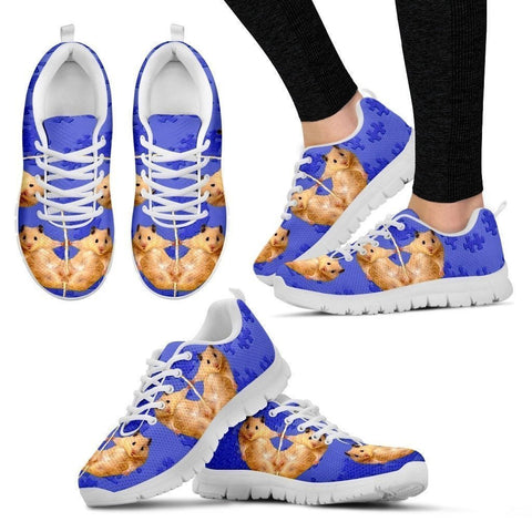 Golden Hamster Print (Black/White) Running Shoes For Women-Free Shipping-Paww-Printz-Merchandise