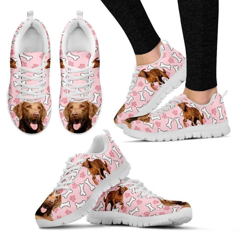 Chesapeake Bay Retriever Print Sneakers For Women(White/Black)- Express Shipping-Paww-Printz-Merchandise