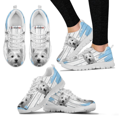 West Highland White Terrier (Westie) Blue White Print Sneakers For Women-Free Shipping-Paww-Printz-Merchandise