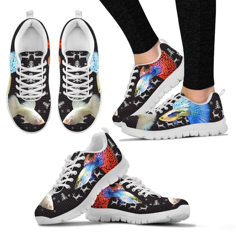 Beautiful Guppy Fish Print Christmas Running Shoes For Women- Free Shipping-Paww-Printz-Merchandise