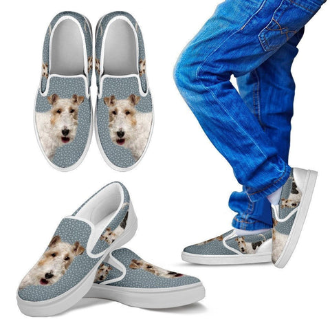 Wire Hair Fox Terrier Print Slip Ons For Kids-Express Shipping-Paww-Printz-Merchandise