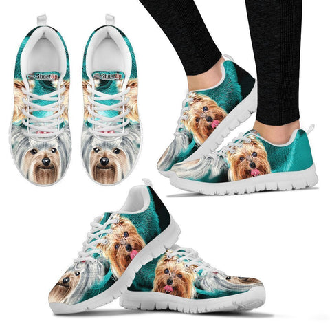 Yorkshire Terrier On Deep Skyblue Print Running Shoes For Women- Free Shipping-Paww-Printz-Merchandise