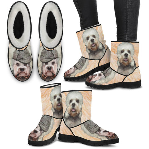 Dandie Dinmont Terrier Print Faux Fur Boots For Women- Free Shipping-Paww-Printz-Merchandise