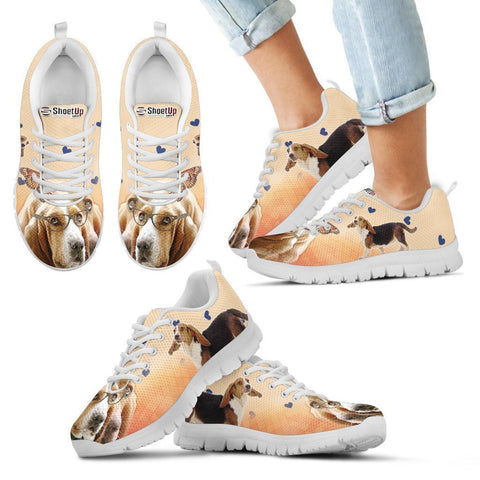 Basset Hound With Glasses Print Running Shoes For Kids- Free Shipping-Paww-Printz-Merchandise