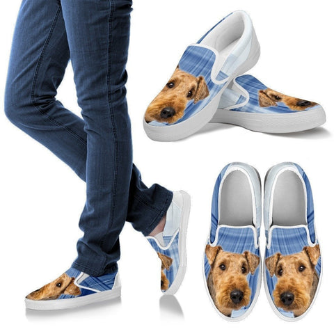 Airedale Terrier Print Slip Ons For Women- Express Shipping-Paww-Printz-Merchandise