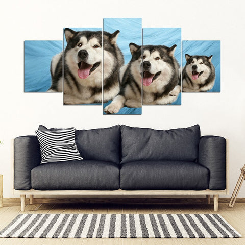 Laughing Alaskan Malamute Print- Piece Framed Canvas- Free Shipping-Paww-Printz-Merchandise