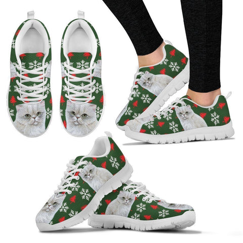 White Persian Cat Christmas Print Running Shoes For Women-Free Shipping-Paww-Printz-Merchandise