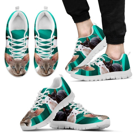 Cornish Rex Cat Print (Black/White) Running Shoes For Men-Free Shipping Limited Edition-Paww-Printz-Merchandise