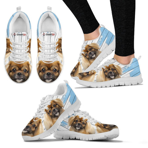 Tibetan Spaniel Blue White Print Sneakers For Women-Free Shipping-Paww-Printz-Merchandise