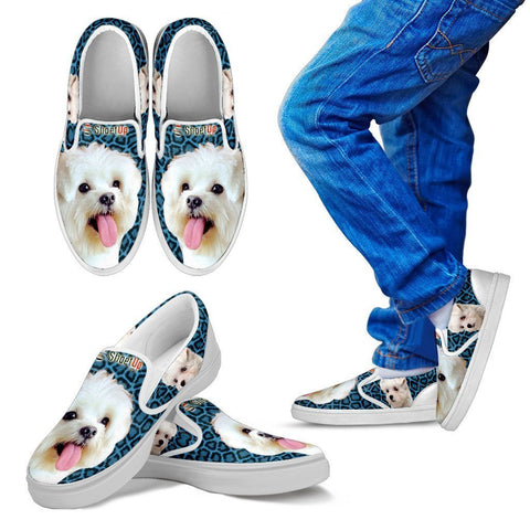 Cute Maltese Print-Kid's Slip Ons-Free Shipping-Paww-Printz-Merchandise