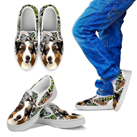 Amazing Australian Shepherd Dog Print Slip Ons For Kids-Express Shipping-Paww-Printz-Merchandise