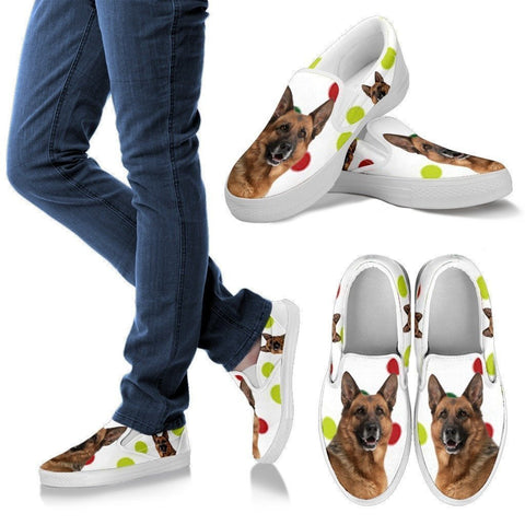 German Shepherd Dog Print Slip Ons For Women-Express Shipping-Paww-Printz-Merchandise