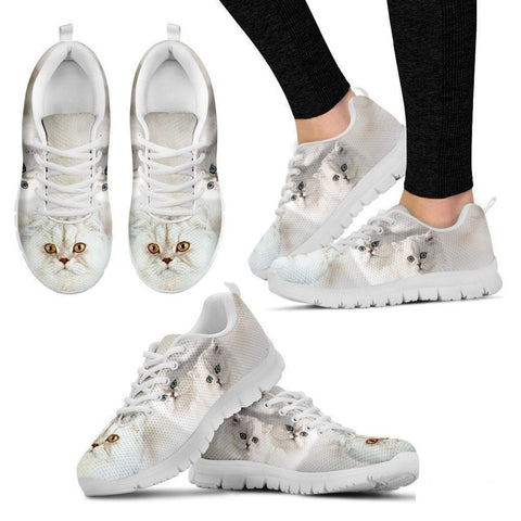 White Persian Cat Print Running Shoe For Women- Free Shipping-Paww-Printz-Merchandise
