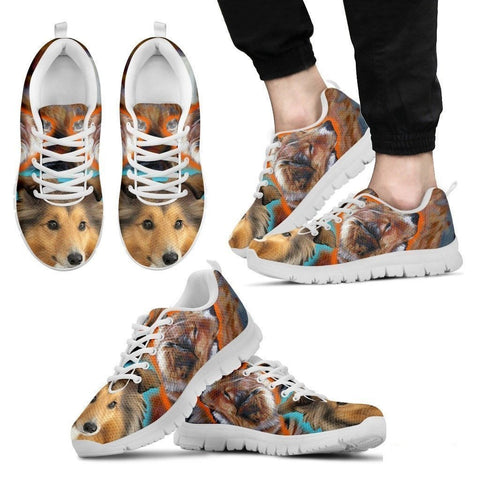 Shetland Sheepdog Dog Print Running Shoe For Men- Free Shipping-Paww-Printz-Merchandise