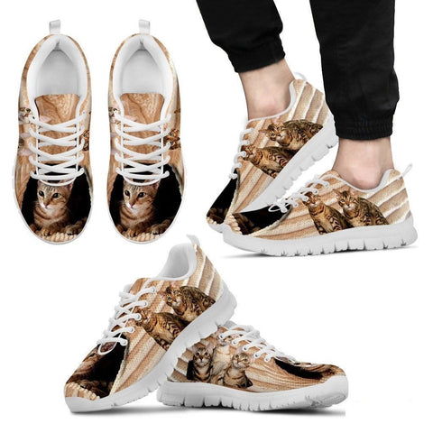 Sokoke Cat Print (White/Black) Running Shoes For Men-Free Shipping-Paww-Printz-Merchandise