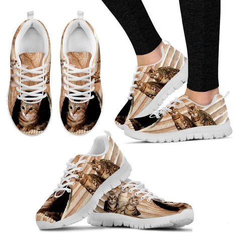 Sokoke Cat Print (White/Black) Running Shoes For Women-Free Shipping-Paww-Printz-Merchandise