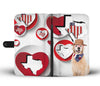 Golden Retriever With R&W Heart Print Wallet Case-Free Shipping-TX State