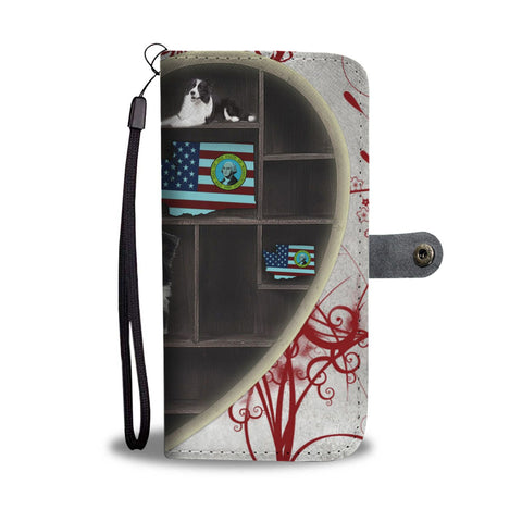 Border Collie Heart Storage Print Wallet Case-Free Shipping-WA State
