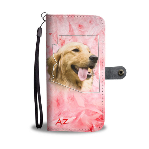 Golden Retriever On Pink Print Wallet Case- Free Shipping-AZ State