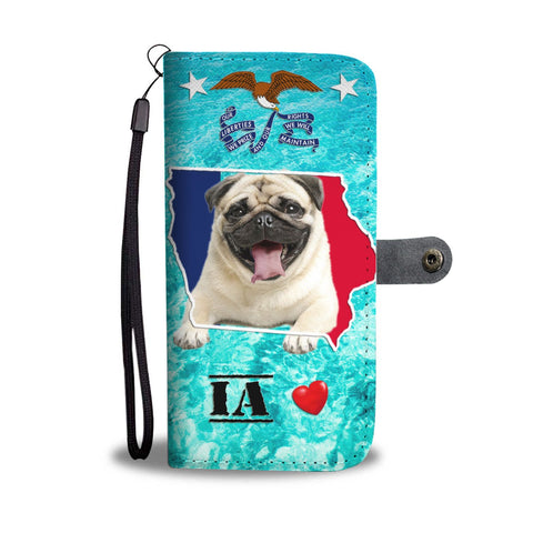 Cute Pug Dog Print Wallet Case- Free Shipping-IA State
