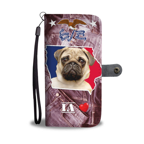 Lovely Pug Dog Print Wallet Case- Free Shipping-IA State