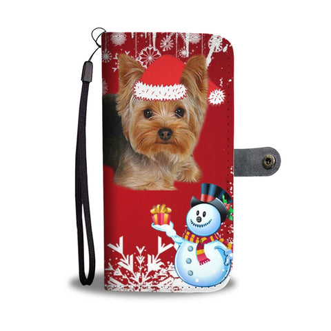 Yorkshire Terrier (Yorkie) Red Christmas Print Wallet Case-Free Shipping
