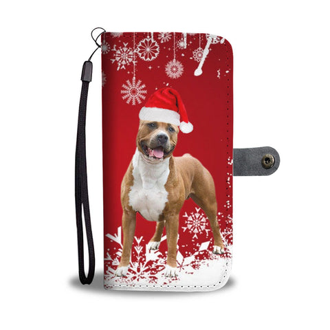 American Staffordshire Terrier Christmas Print Wallet Case-Free Shipping