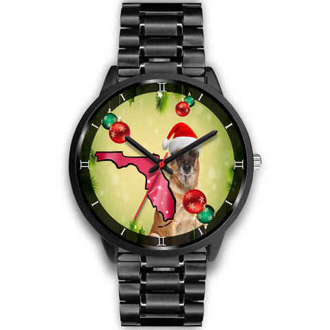 Belgian Malinois Dog On Christmas Florida Wrist Watch-Free Shipping