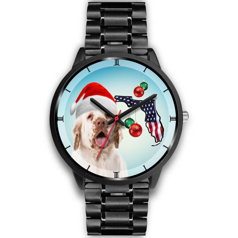 Clumber Spaniel On Christmas Florida Wrist Watch-Free Shipping