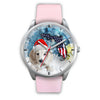 Dachsund Dog On Christmas Florida White Wrist Watch-Free Shipping