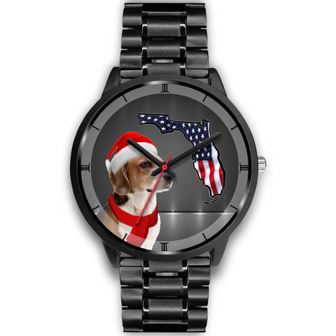 English Foxhound On Christmas Florida Wrist Watch-Free Shipping