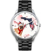 French Bulldog On Christmas Florida Silver Wrist Watch-Free Shipping