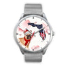 French Bulldog On Christmas Florida Silver Wrist Watch-Free Shipping