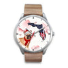 French Bulldog On Christmas Florida Silver Wrist Watch-Free Shipping