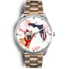 French Bulldog On Christmas Florida Silver Wrist Watch-Free Shipping