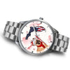 French Bulldog On Christmas Florida Silver Wrist Watch-Free Shipping
